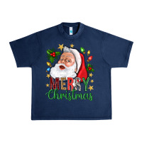 Navy Merry Christmas With Santa Urban Heavy Tee - BundleAndBundleShop