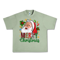 Oil Green Merry Christmas With Santa Urban Heavy Tee - BundleAndBundleShop