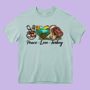Peace Love Turkey Heavy Core Tee Designed By Lillyallendesigns
