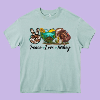 Peace Love Turkey Heavy Core Tee Designed By Lillyallendesigns