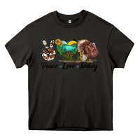 Asphalt peace love turkey Heavy Core Tee - LillyAllenDesigns