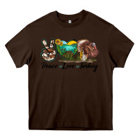 Chocolate Brown peace love turkey Heavy Core Tee - LillyAllenDesigns