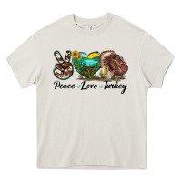 Cream peace love turkey Heavy Core Tee - LillyAllenDesigns