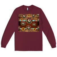 Burgundy seamless mexican sunflower tumbler design Long Sleeve Tee - Jasminsmagicworld