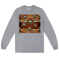 Heather Grey seamless mexican sunflower tumbler design Long Sleeve Tee - Jasminsmagicworld
