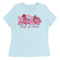 Baby Blue xoxo hugs and kisses paws Ladies Tee - NancyCooperArtShop