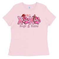 Bubblegum Pink xoxo hugs and kisses paws Ladies Tee - NancyCooperArtShop
