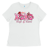 White xoxo hugs and kisses paws Ladies Tee - NancyCooperArtShop