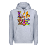Heather Grey mardi gras love olivia Premium Hoodie - OliviaCreatesArt
