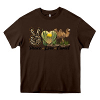 Chocolate Brown peace love camel Heavy Core Tee - LillyAllenDesigns