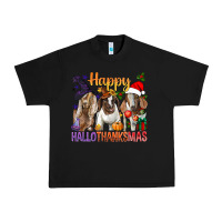 Black Happy Hallothanksmas Goats Urban Heavy Tee - BundleAndBundleShop