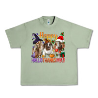 Oil Green Happy Hallothanksmas Goats Urban Heavy Tee - BundleAndBundleShop