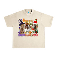 Sandshell Happy Hallothanksmas Goats Urban Heavy Tee - BundleAndBundleShop
