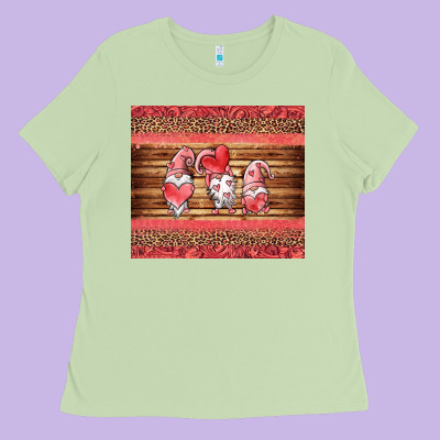 Valentines Day Gnomes Leopard Ladies Tee Designed By Jasminsmagicworld