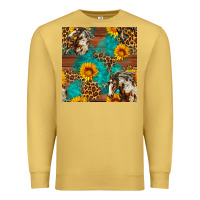 Antique Gold western horse and sunflower seamless pattern Premium Sweatshirt - FaDigitalArtStudio