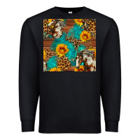 Black western horse and sunflower seamless pattern Premium Sweatshirt - FaDigitalArtStudio