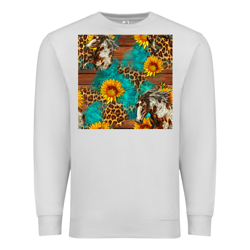 Western Horse And Sunflower Seamless Pattern Premium Sweatshirt by FaDigitalArtStudio | Teevron