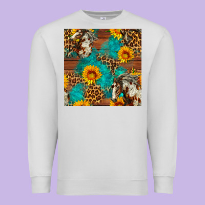 Western Horse And Sunflower Seamless Pattern Premium Sweatshirt Designed By Fadigitalartstudio