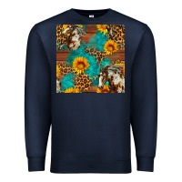 Navy western horse and sunflower seamless pattern Premium Sweatshirt - FaDigitalArtStudio