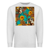 Oatmeal Heather western horse and sunflower seamless pattern Premium Sweatshirt - FaDigitalArtStudio