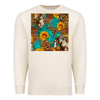 Sandshell western horse and sunflower seamless pattern Premium Sweatshirt - FaDigitalArtStudio