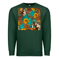 Sports Green western horse and sunflower seamless pattern Premium Sweatshirt - FaDigitalArtStudio