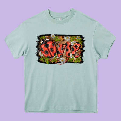 Ladybug One Background Heavy Core Tee Designed By Barkaloodesign