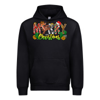 Black Merry Christmas Urban Hoodie - CowhideDigitalArt