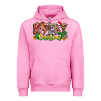 Fuchsia Pink Merry Christmas Urban Hoodie - CowhideDigitalArt