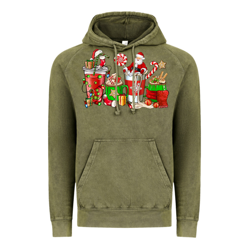 Santa Coffee Cups Vintage Hoodie by NancyCooperArtShop | Teevron