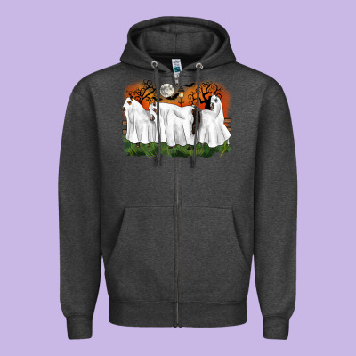 Ghost Horses Halloween Zipper Hoodie Designed By Cowgirlartshop