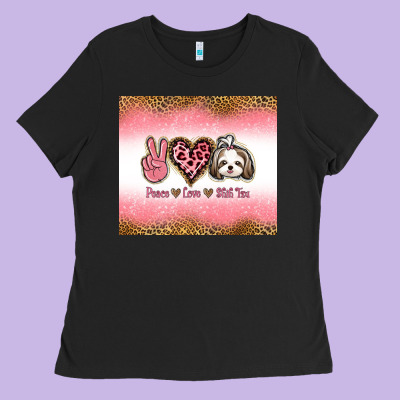 Peace Love Shih Tzu Ladies Tee Designed By Jasminsmagicworld