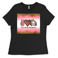 Black peace love shih tzu Ladies Tee - Jasminsmagicworld