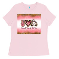 Bubblegum Pink peace love shih tzu Ladies Tee - Jasminsmagicworld