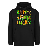 Black St. Patrick's Happy go lucky Heavyweight Hoodie - OliviaCreatesArt