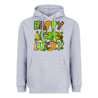 Heather Grey St. Patrick's Happy go lucky Heavyweight Hoodie - OliviaCreatesArt