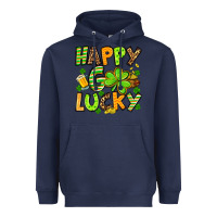 Navy St. Patrick's Happy go lucky Heavyweight Hoodie - OliviaCreatesArt