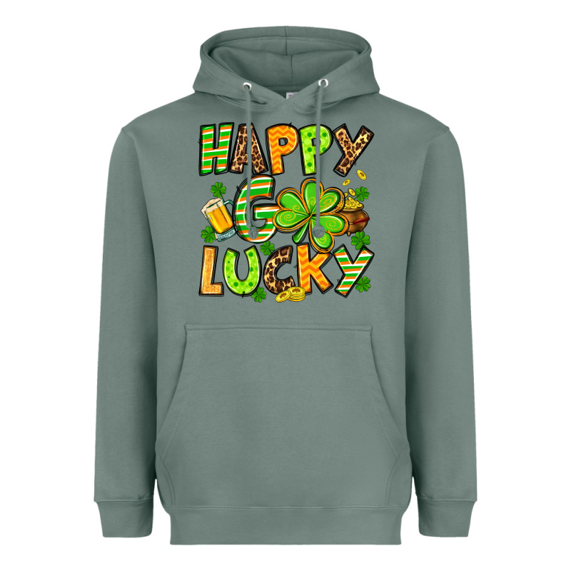 St. Patrick's Happy Go Lucky Heavyweight Hoodie by OliviaCreatesArt | Teevron