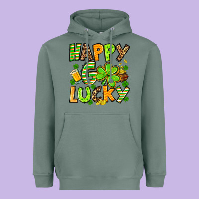 St. Patrick's Happy Go Lucky Heavyweight Hoodie Designed By Oliviacreatesart