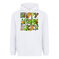 White St. Patrick's Happy go lucky Heavyweight Hoodie - OliviaCreatesArt