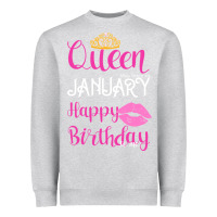 Heather Grey Queen Was Born İn January Happy Birthday Heavyweight Sweatshirt - Bettercallsaul