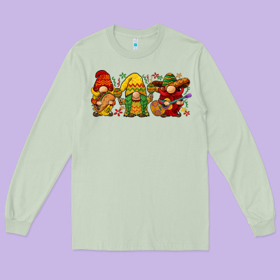 Cinco De Mayo Gnomies Long Sleeve Tee Designed By Barkaloodesign