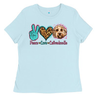 Baby Blue peace love labradoodle Ladies Tee - Jasminsmagicworld