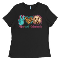 Black peace love labradoodle Ladies Tee - Jasminsmagicworld