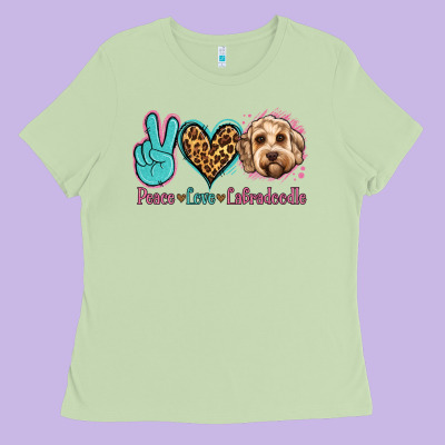Peace Love Labradoodle Ladies Tee Designed By Jasminsmagicworld