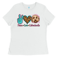 White peace love labradoodle Ladies Tee - Jasminsmagicworld