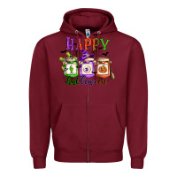 Burgundy happy halloween jars Zipper Hoodie - CowGirlArtShop