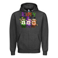 Charcoal Heather happy halloween jars Zipper Hoodie - CowGirlArtShop