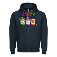Navy happy halloween jars Zipper Hoodie - CowGirlArtShop