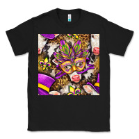 Black Mardi Gras cow with carnival mask seamless pattern Classic Tee - BundleAndBundleShop